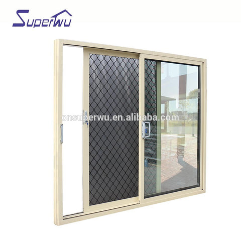 Tempered Glass Sliding Door/Aluminium Frame tempered glass interior Door with Grill Design on China WDMA