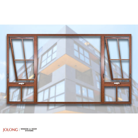 Tempered glass cranking Awning window aluminium thermal break window on China WDMA