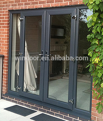 Thermal break exterior door and double panes french aluminum door with lock on China WDMA