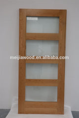 Three frosted glass panel unfinished knotty glazed barn door with sliding door hardware on China WDMA