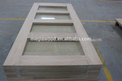 Three frosted glass panel unfinished knotty glazed barn door with sliding door hardware on China WDMA