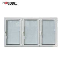 Three panel aluminium casement windows with built-in blinds on China WDMA