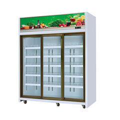 Three sliding glass door freezer / refrigerator / cooler / fridge for refrigerated meat / beef / vegetables / fruits on China WDMA