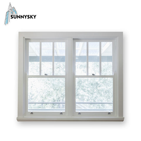 Top selling vinyl edge single pane upvc lifespan double hung mechanism window on China WDMA