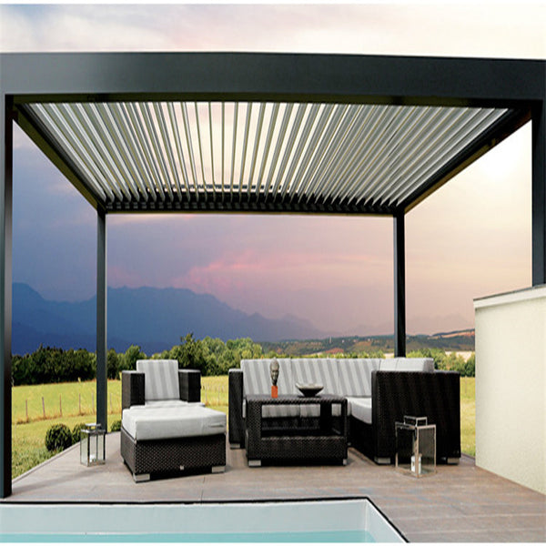 New Waterproof Aluminum Roof System Gazebo Louvered Kit Garden Bioclimatic Louver Pergola