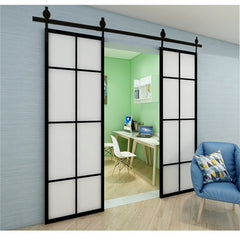 Slide Glass Barn Door Modern Design Steel Interior Tempered Glass Barn Door Barn Style Sliding Doors