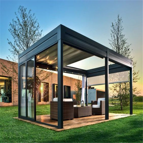 Best Profile Modern Garden Gazebo Motorized Metal Framed 4X3 Outdoor Louvered Kits Roof System Bioclimatic Aluminum Pergola