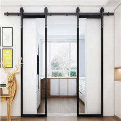 Barn Door Printed  Aluminum Alloy Brushed Soundproof Mirror Barn Door Pulley System Glass Metal Frame Barn Doors