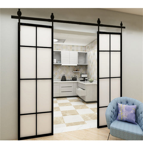 Sorento Pocket Door Frosted Glass Interior Closet Pocket Door With Black Steel Frame Steel Outdoor Pocket Door