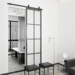 Sorento Pocket Door Frosted Glass Interior Closet Pocket Door With Black Steel Frame Steel Outdoor Pocket Door