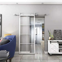 Ceiling Mount Sliding Bypass Barn Door High Quality Thermal Break 36" X 84" Barn Door Overlapping  Sliding  Patio Door Pocket