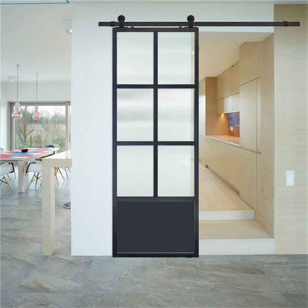 Pocket Door System Steel Frame Bypass Double Sliding Metal Framed Modern Black Glass Pocket Door With Sliding Pocket Door Frame