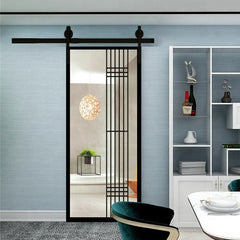 Slim Line  Kitchen Bathroom Study Interior Aluminium Tempered Glass Pocket Sliding Top Hanging Door Barn Door