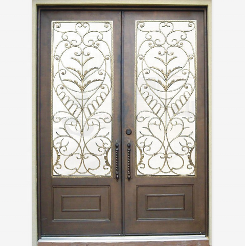 USA Standard 12 Gauge Steel Wrought Iron Double Door with Open Window Fly Screen on China WDMA