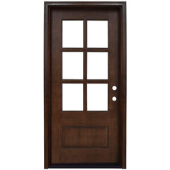 Craftsman Rubber Wood Door Design with Tempered Glass