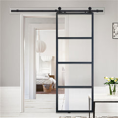 Slide Glass Barn Door Modern Design Steel Interior Tempered Glass Barn Door Barn Style Sliding Doors