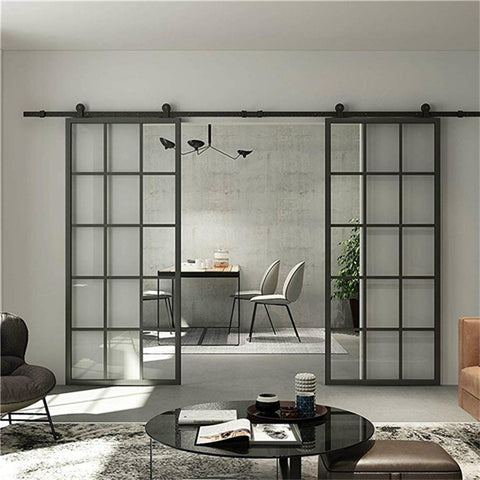 Marble Door Pocket Frosted Glass Interior Pocket Window Doors Galvanized Steel Hardware Pocket Door