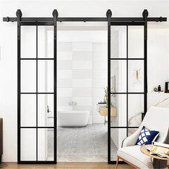 Barn Door Printed  Aluminum Alloy Brushed Soundproof Mirror Barn Door Pulley System Glass Metal Frame Barn Doors