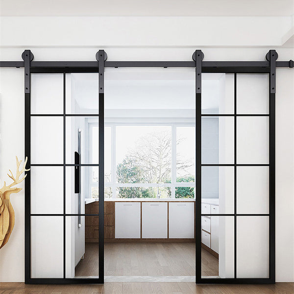 Pocket Grass Doors Aluminum Flat Rail  With Barn Door Printed Hardware Interior Barn Door Sliding