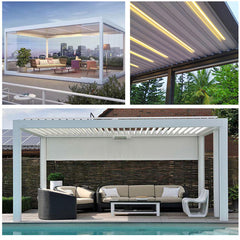 New Modern Quality  Aluminum Waterproof Roof Louvered Pergola Lean To Wall Pergola