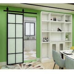 Slim Line  Kitchen Bathroom Study Interior Aluminium Tempered Glass Pocket Sliding Top Hanging Door Barn Door