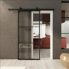 Slim Line  Kitchen Bathroom Study Interior Aluminium Tempered Glass Pocket Sliding Top Hanging Door Barn Door