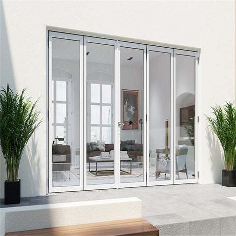 White 12*8 feet interior door aluminum frame with double tempered glass bifold door on China WDMA