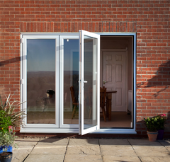 White Upvc Folding Patio Doors , Pvc Folding Door Accordion Doors Lowes Price on China WDMA