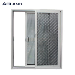 White powder coated balcony sliding glass door with mesh exterior sliding door on China WDMA