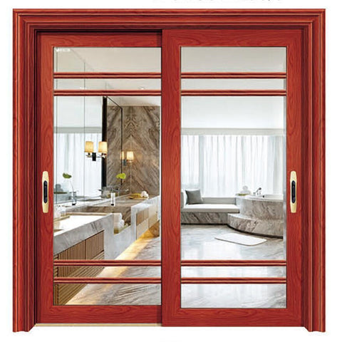 Wooden Grain Aluminum Frame Tempered Glass Aluminium Sliding Windows on China WDMA