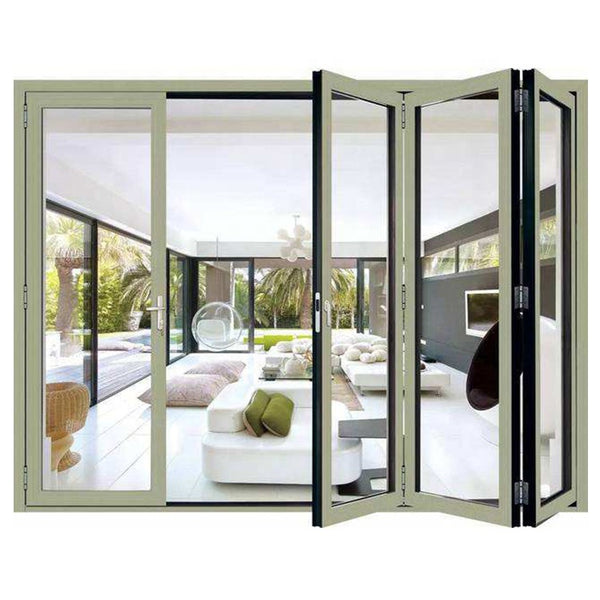 aluminium glass folding or bi fold interior doors system frame with frosted glass inserts on China WDMA