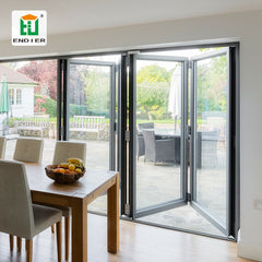balcony patio courtyard soundproof accordion bifold windows folding glass aluminium bi-folding window for prefab homes on China WDMA