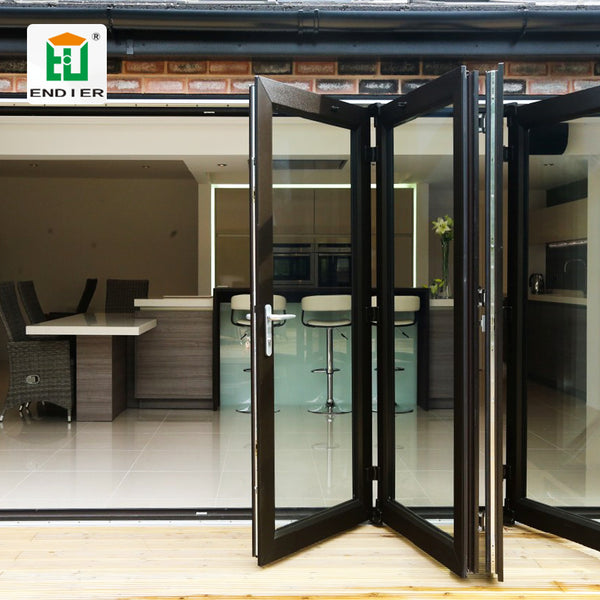 buy courtyard slim aluminium profile screen glass doors lowes glass folding sliding aluminium accordion single folding doors on China WDMA