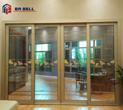 commercial closet doors with Tempered Gass aluminum sliding glass doors internal blinds on China WDMA