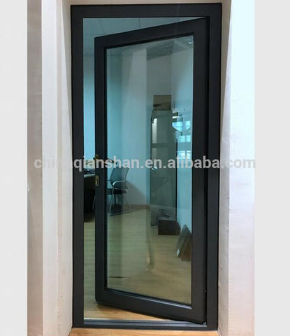 construction single pane aluminium interior french frosted double tempered glass bathroom door casement swing door on China WDMA