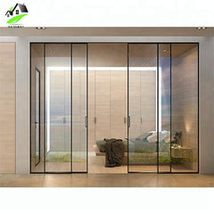 custom latest main designs narrow aluminium frame glass sliding stacking doors on China WDMA