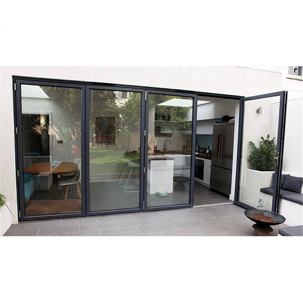 fire rated triple new technology slide track smoothly 6ft bi fold patio doors bifold bay glass sliding folding on China WDMA