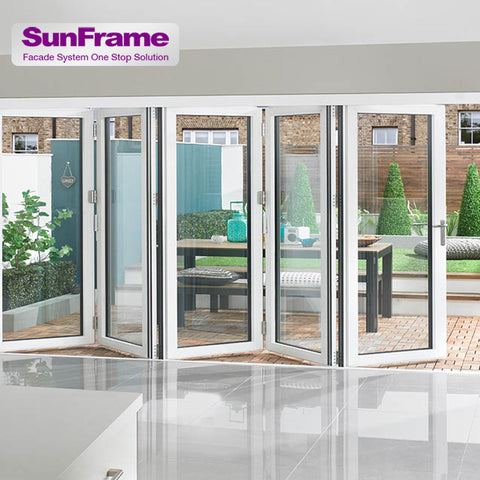 folding aluminium bifold patio doors and windows exterior double door double glazing bi-folding glass door for sale on China WDMA