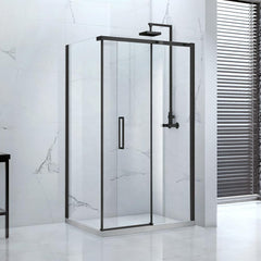 french diamond shaped 3 sided glass shower enclosure with black frame and hinge door on China WDMA