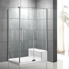 french diamond shaped 3 sided glass shower enclosure with black frame and hinge door on China WDMA