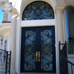 front wrought iron safety patio doors design wrought iron double open front entry doors for villa and house on China WDMA