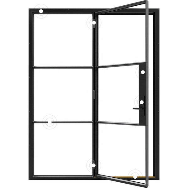 industrial modern design swing upvc glass doors metal frames reclaimed steel windows french factory style on China WDMA