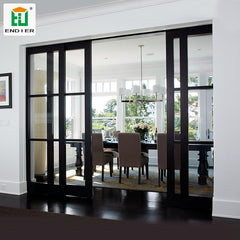 industrial trackless interior black Sliding French Doors aluminium 4 Panel Interior Doors Glass Patio sliding Doors on China WDMA