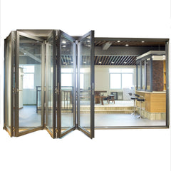 large opening insulated soundproof exterior aluminum glass bi folding door on China WDMA