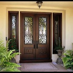 luxury bronze square wrought iron double entry doors on China WDMA