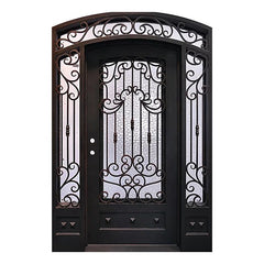 online wholesale full arched exterior screen american single rod iron front entry doors project small on China WDMA