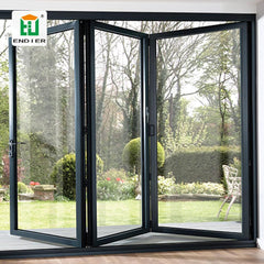 open yard black aluminum bi-fold windows industry aluminum frame ready made sliding and folding glass windows grill design india on China WDMA