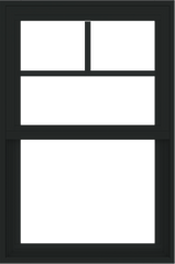 WDMA 24x36 (23.5 x 35.6 inch) black uPVC/Vinyl Single and Double Hung Window with Fractional Grilles Exterior