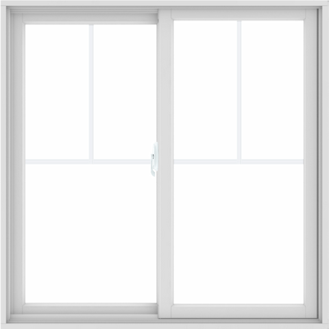 WDMA 48X48 (47.5 x 47.5 inch) White uPVC/Vinyl Sliding Window with Fractional Grilles