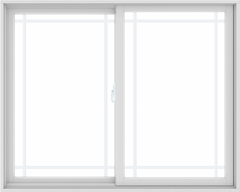 WDMA 60X48 (59.5 x 47.5 inch) White uPVC/Vinyl Sliding Window with Prairie Grilles